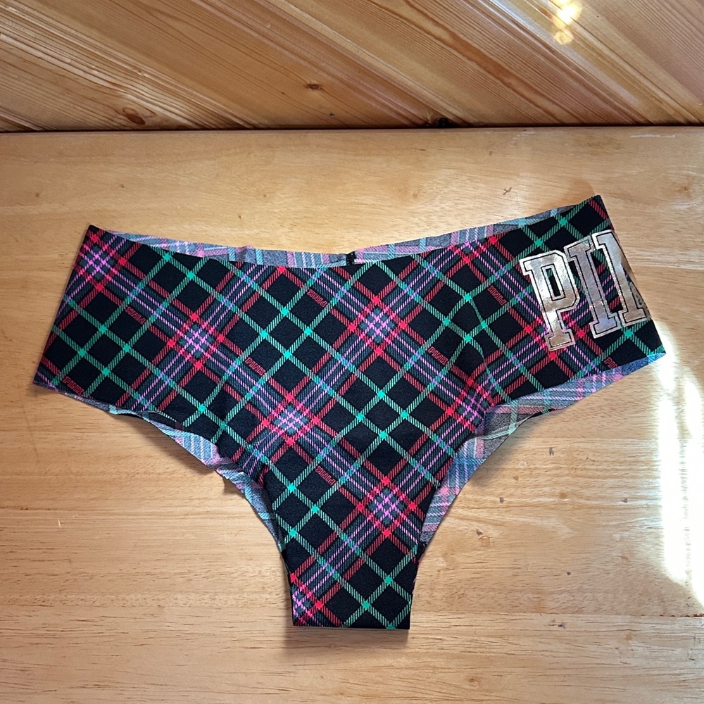 PINK Plaid No Show Cheekster Panties